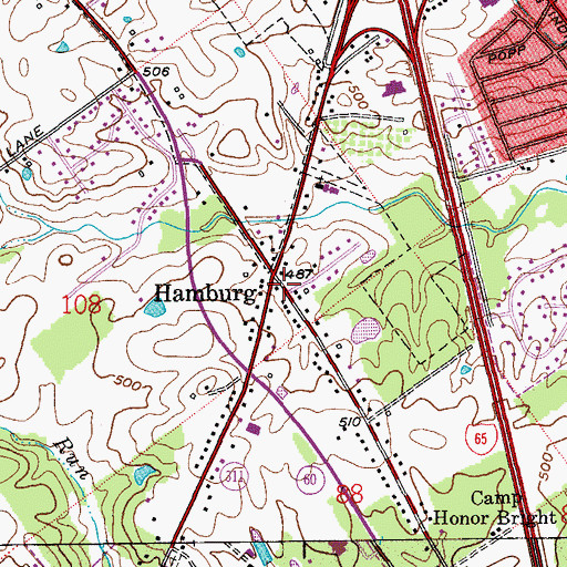 Topographic Map of Hamburg, IN