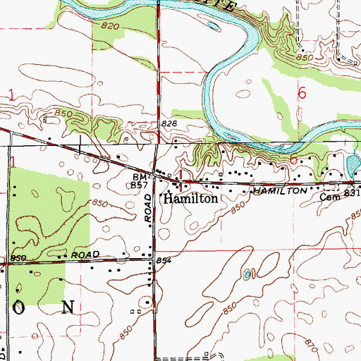 Topographic Map of Hamilton, IN