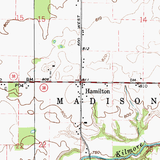 Topographic Map of Hamilton, IN