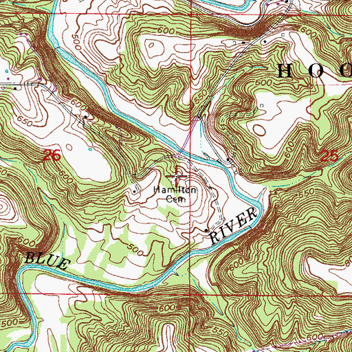Topographic Map of Hamilton Cemetery, IN