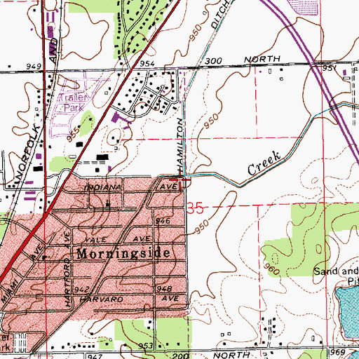 Topographic Map of Hamilton Ditch, IN