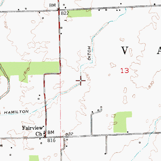Topographic Map of Hamilton Ditch, IN