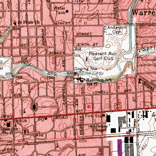 Topographic Map of Hamilton School Number 77 (historical), IN