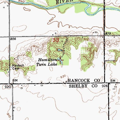 Topographic Map of Hamilton Twin Lake, IN