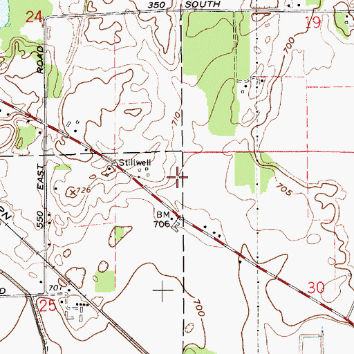 Topographic Map of Hamlet, IN