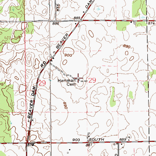Topographic Map of Hamman Cemetery, IN