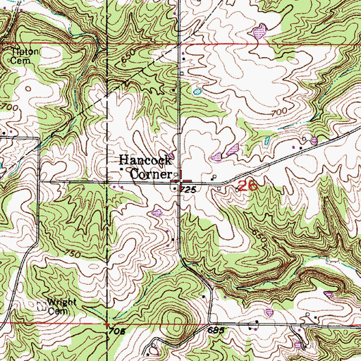 Topographic Map of Hancock Corner, IN