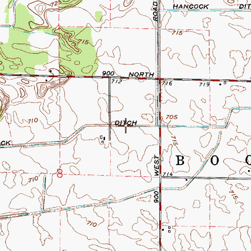 Topographic Map of Hancock Ditch, IN
