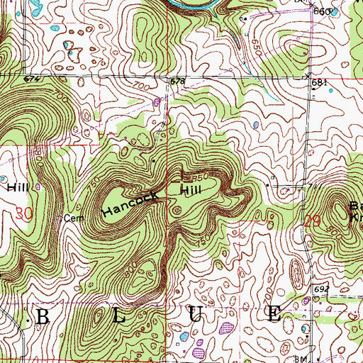 Topographic Map of Hancock Hill, IN
