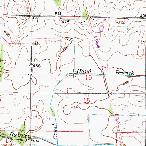 Topographic Map of Hand Branch, IN