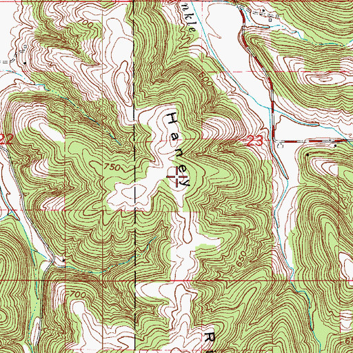 Topographic Map of Haney Ridge, IN