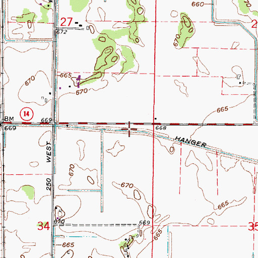 Topographic Map of Hanger Ditch, IN
