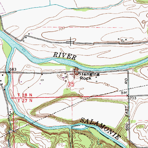 Topographic Map of Hanging Rock, IN