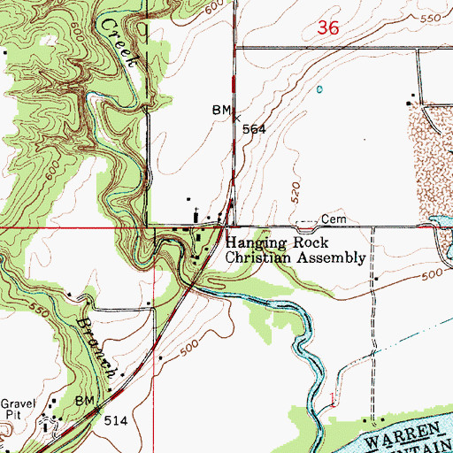 Topographic Map of Hanging Rock Christian Assembly, IN