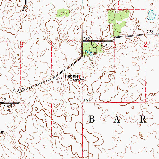 Topographic Map of Hankle Cemetery, IN