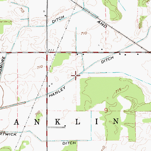 Topographic Map of Hanley Ditch, IN
