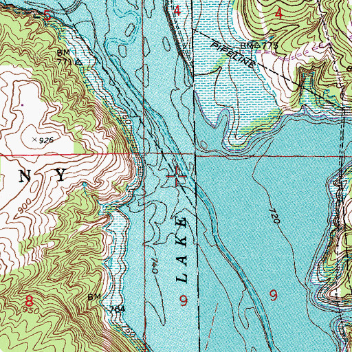 Topographic Map of Hanna Creek, IN