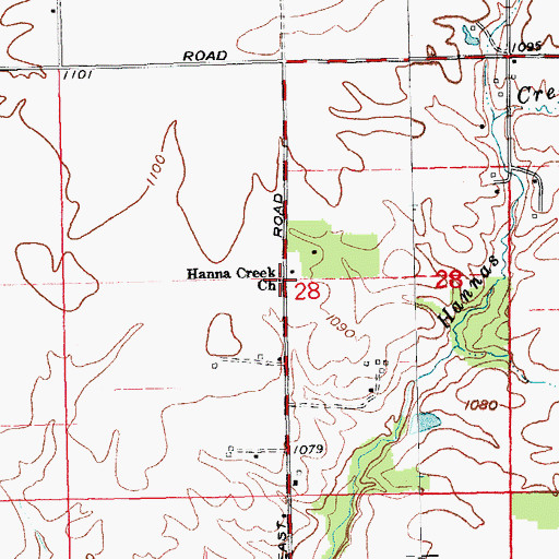 Topographic Map of Hanna Creek Church, IN