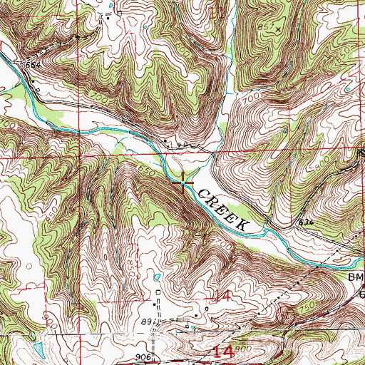 Topographic Map of Hannibal Branch, IN