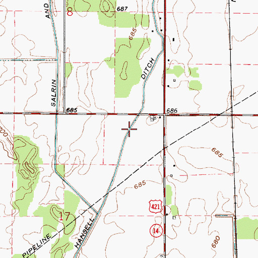 Topographic Map of Hansell Ditch, IN
