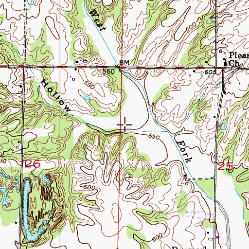 Topographic Map of Happy Hollow, IN