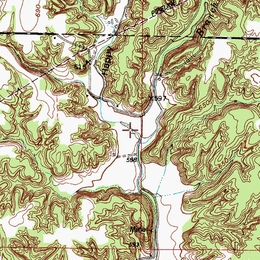 Topographic Map of Happy Hollow, IN