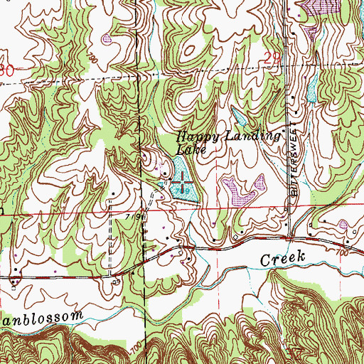 Topographic Map of Happy Landing Lake, IN