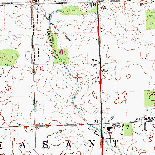 Topographic Map of Harber Ditch, IN
