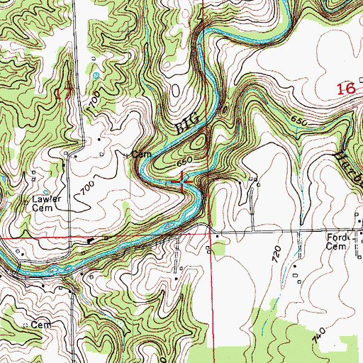 Topographic Map of Harberts Creek, IN