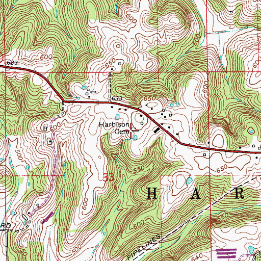 Topographic Map of Harbison Cemetery, IN