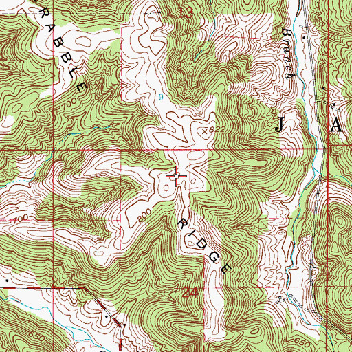 Topographic Map of Hard Scrabble Ridge, IN