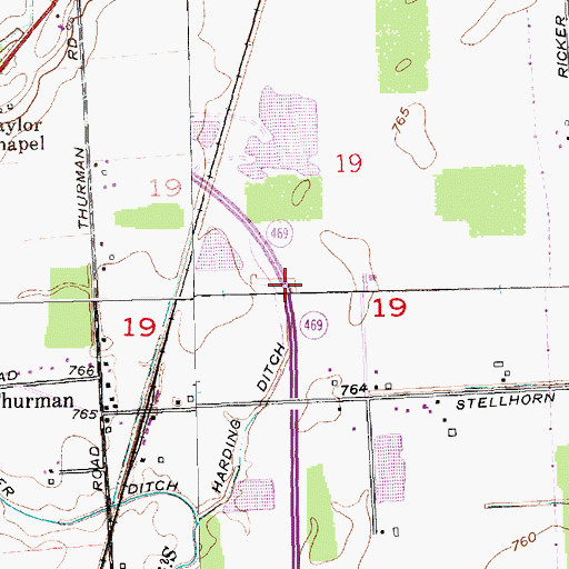 Topographic Map of Harding Ditch, IN