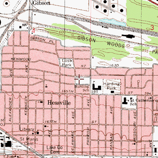 Topographic Map of Warren G Harding Elementary School, IN