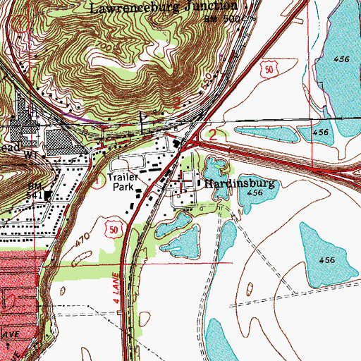 Topographic Map of Hardinsburg, IN