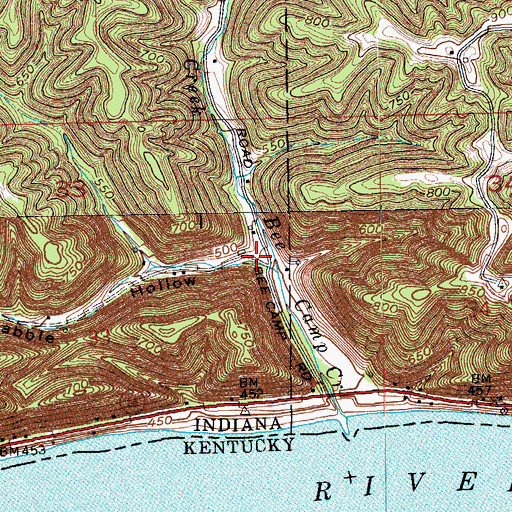 Topographic Map of Hardscrabble Hollow, IN