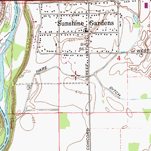 Topographic Map of Hare Ditch, IN