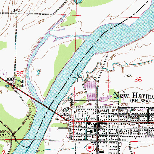 Topographic Map of Harmony Creek, IN