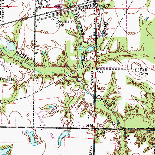 Topographic Map of Harmony Drain, IN