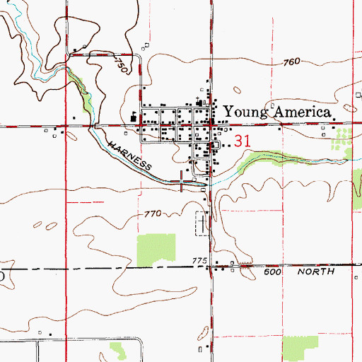 Topographic Map of Harness Ditch, IN