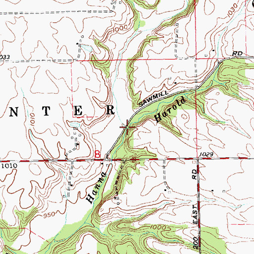 Topographic Map of Harold Creek, IN