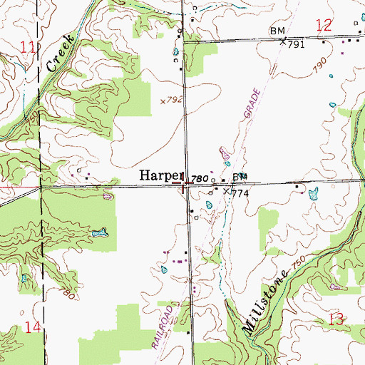 Topographic Map of Harper, IN