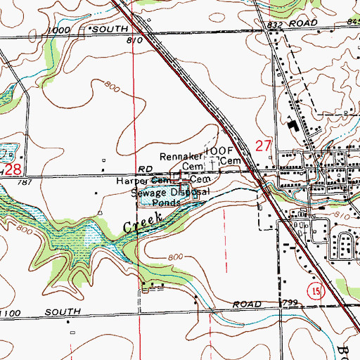 Topographic Map of Harper Cemetery, IN