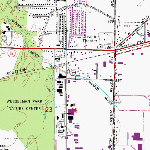 Topographic Map of Harper Ditch, IN