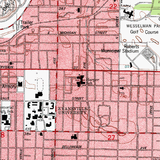 Topographic Map of Harper School, IN