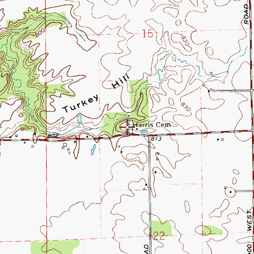 Topographic Map of Harris Cemetery, IN