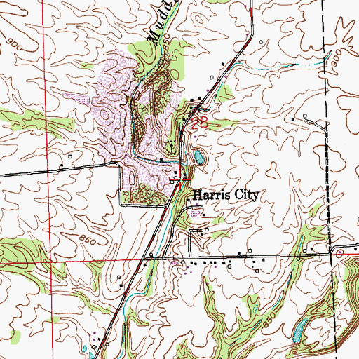 Topographic Map of Harris City, IN