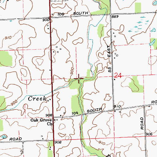 Topographic Map of Harris Creek, IN