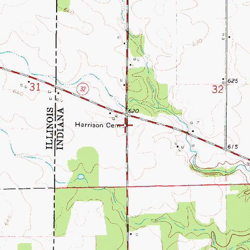 Topographic Map of Harrison Cemetery, IN