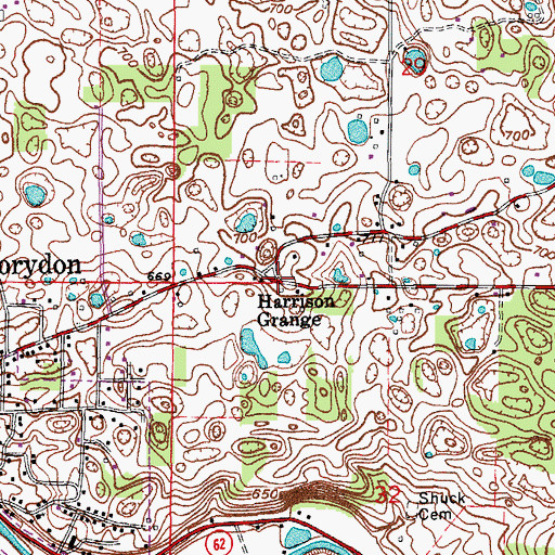Topographic Map of Harrison Grange (historical), IN