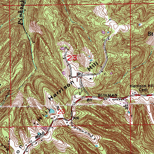 Topographic Map of Harrison Hill, IN